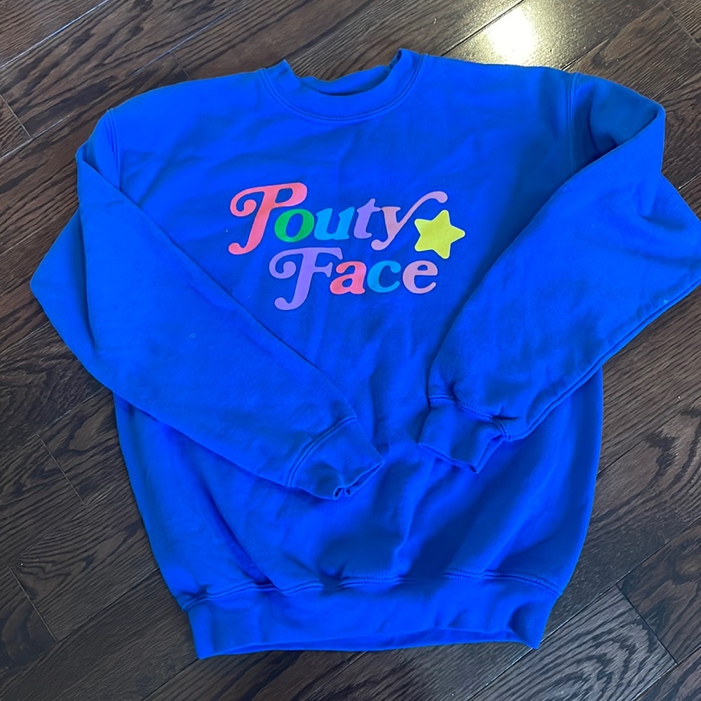Addison Rae Pouty Face Blue Sweatshirt Girls Large L